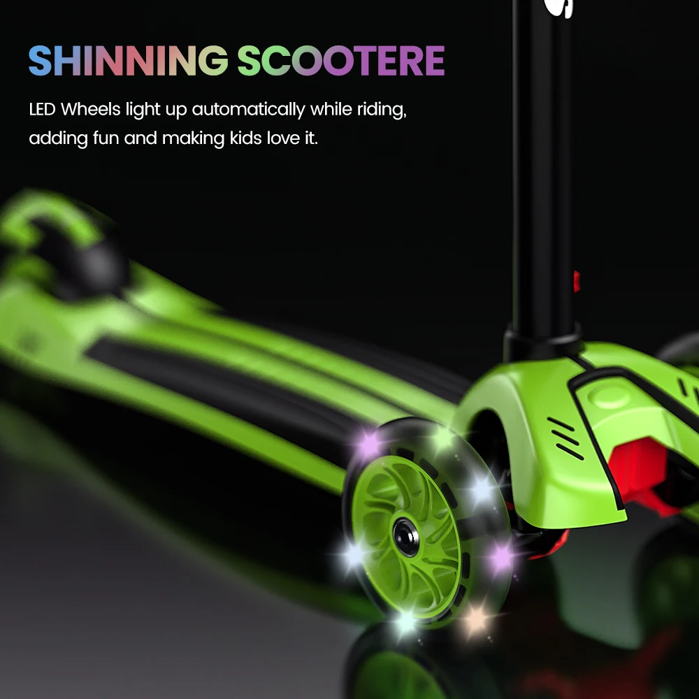 Sejoy crianças scooter para crianças bebê assento dobrável fora da bicicleta brinquedo scooter com altura ajustável/guiador criança kick