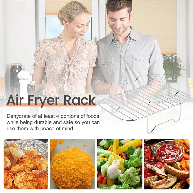

FORC-Air Fryer Rack For Ninja DZ201/DZ401 Foodi Accessories Stainless Steel Multi-Layer Stackable Dehydrator Rack