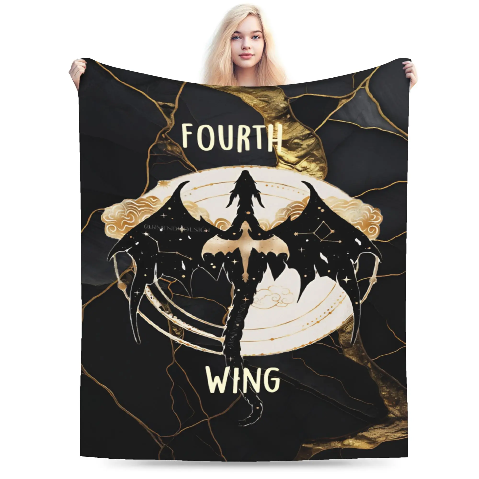 Cozy F-Fourth W-Wing Dragon Blanket Accessories Sofa Decorative  Blanket Throw Super Warm Flannel for Office