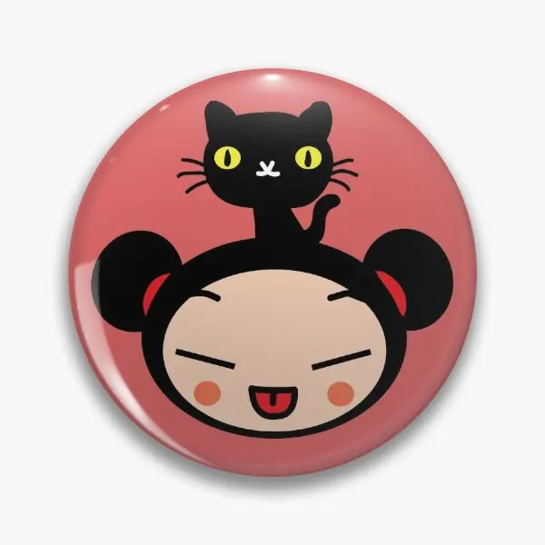 Pucca And A Cat  Soft Button Pin Metal Cute Badge Women Gift Hat Funny Jewelry Creative Decor Cartoon Collar Clothes Lover