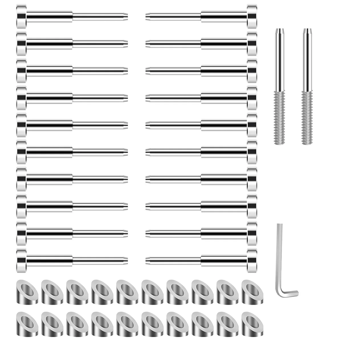 Invisible Cable Railing Kits, T316 Stainless Steel 20Pack Terminal and 20Pack Beveled Angle Washers for Cable Railing