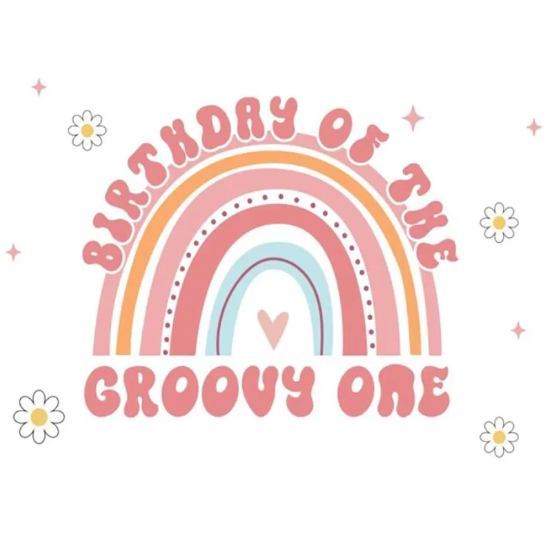 Boho Rainbow Daisy Girl 1 ° compleanno fotografia sfondo pace neonato sfondo Baby Shower Party Decor puntelli da Studio AZ-02