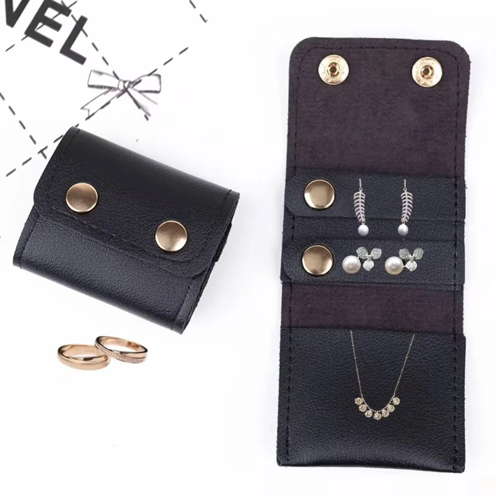 لطيف صغير بو الجلود والمجوهرات المنظم لفة السفر المحمولة سوار حلقة قلادة أقراط تخزين عرض الحقيبة حقيبة المجوهرات #2