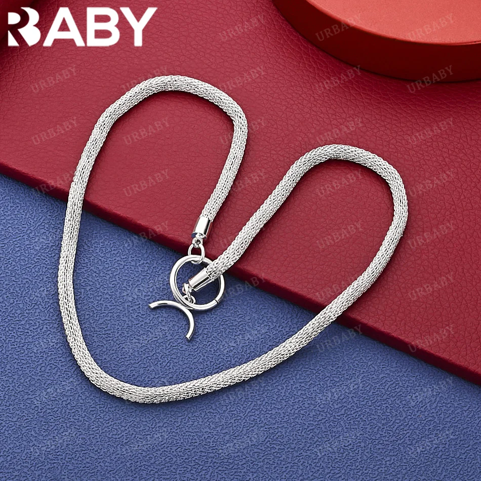 

URBABY 925 Sterling Silver 4mm Rope Chain Necklace For Men Fashion Jewelry Exquisite Party Engagement Wedding Gift