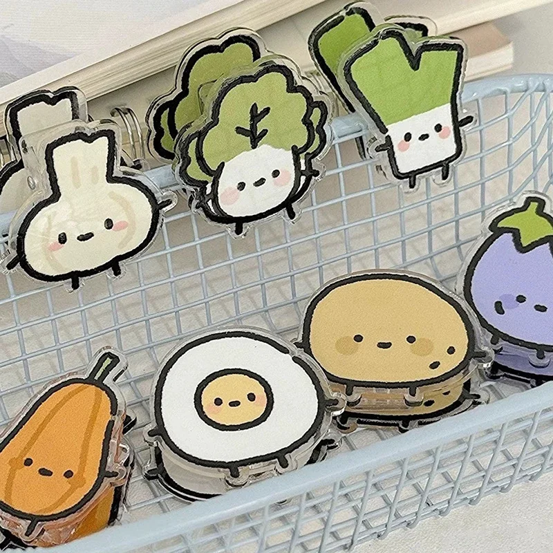 1Pair Cute Cartoon Fruit INS Animated Decoration Sealing Note Clips PP Clip for Students Office Supplies Gift