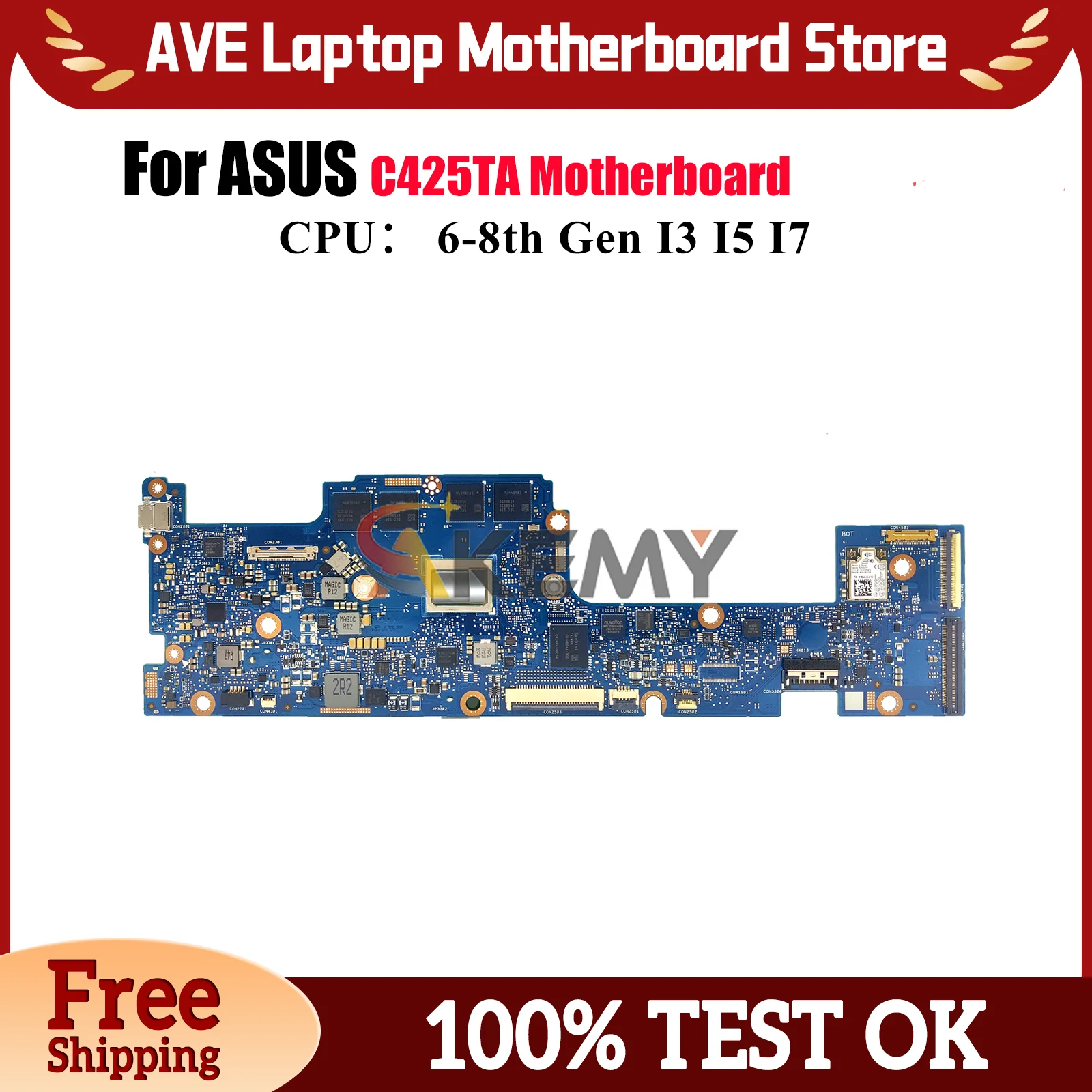 

C425TA Laptop Motherboard For ASUS Chromebook C425T C425TA Notebook Mainboard With I3 I5 I7 CPU 100% tests OK fast shipping stk