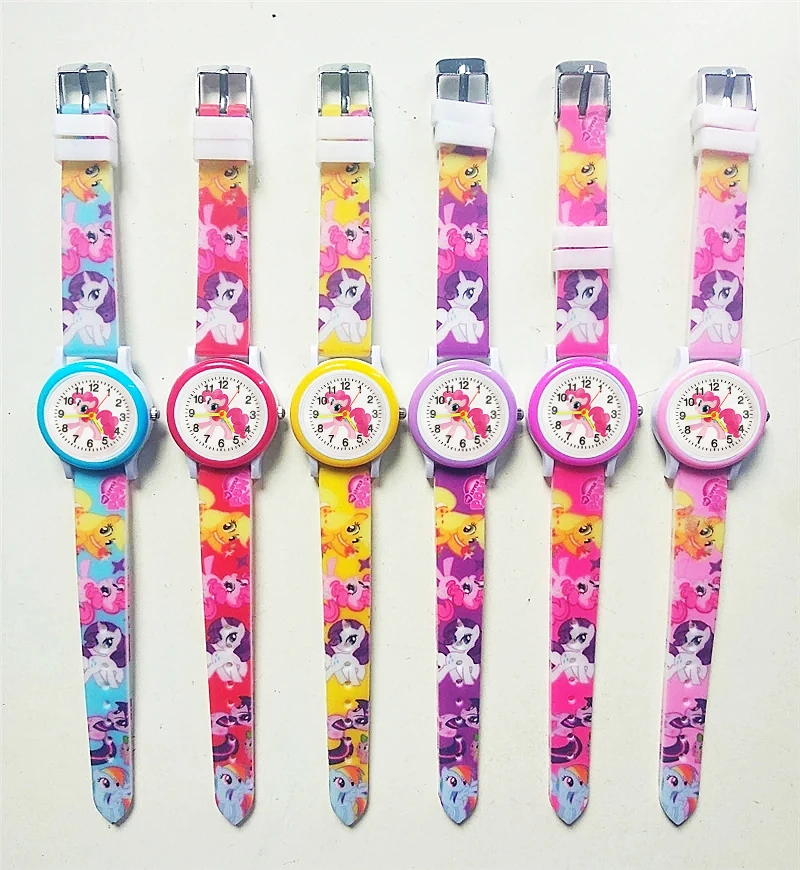 2024 Hot Selling Cartoon Rainbow Horse Children Watches Printed Silicone Strap Cute Kids Quartz Watches Student Sports Clock