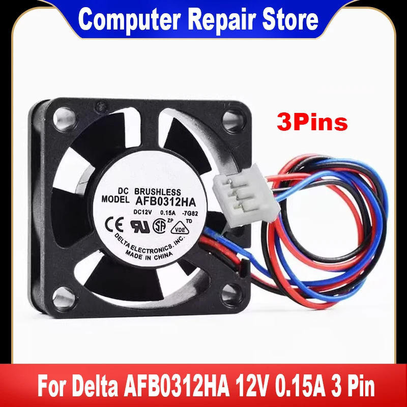 

New For Delta AFB0312HA 12V 0.15A 3 Pin 30x30x10mm Server Square Cooling Fan Cooler Fan Heatsink Radiator