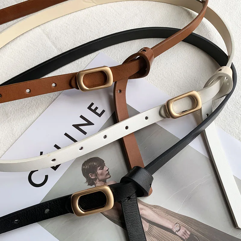 New Non-hole Woman Thin Belt PU Leather Metal Buckle Wrist Strap For Female Dress Shirt Decor Belts Fashion Adjustable Waistband