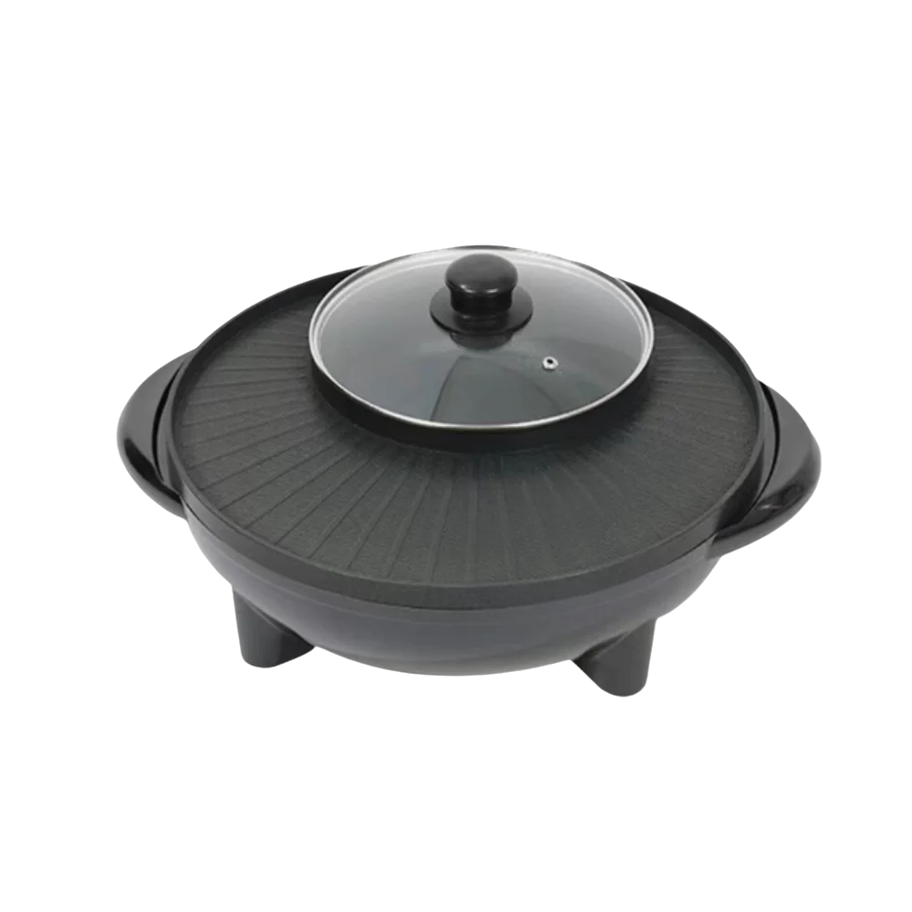 cast-aluminum-electric-hot-pot-grill-non-stick-coating-tempered-glass-lid-2-in-1-hot-pot-dual-cooking-zone-black-shabu-shabu-pot