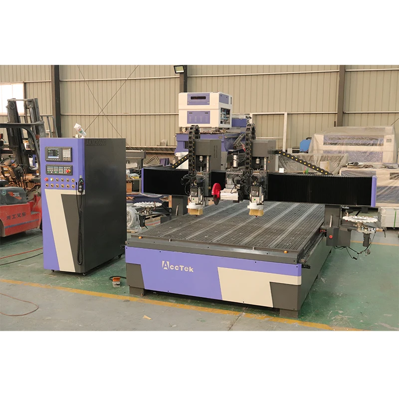 Ferramentas de trabalho de madeira cnc roteador de ferramenta automática máquina para madeira acrílico pvc corte com duplo 9.0kw hqd eixo