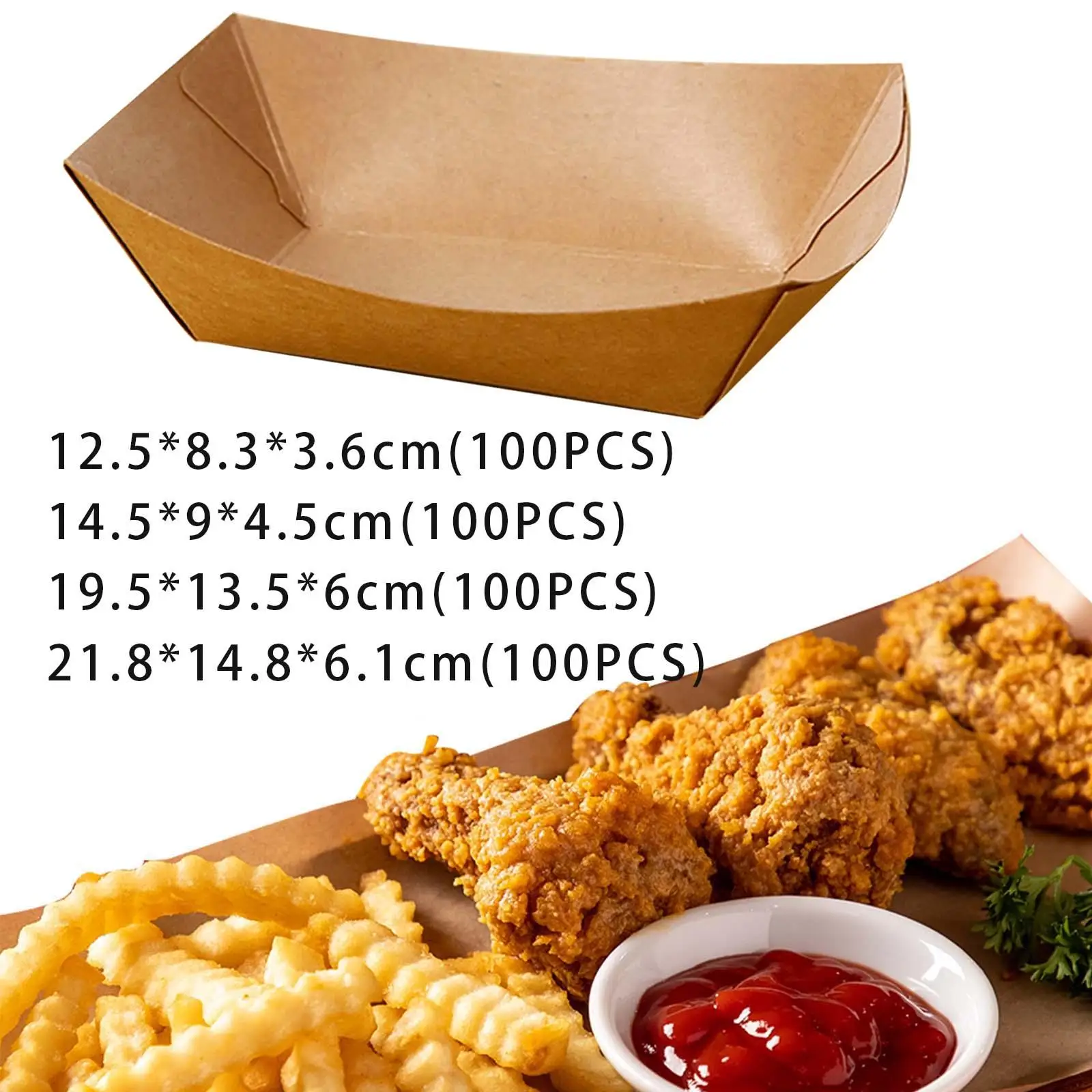 100 Pieces Disposable Serving Trays Paper Food Serving Trays Takeaway Food