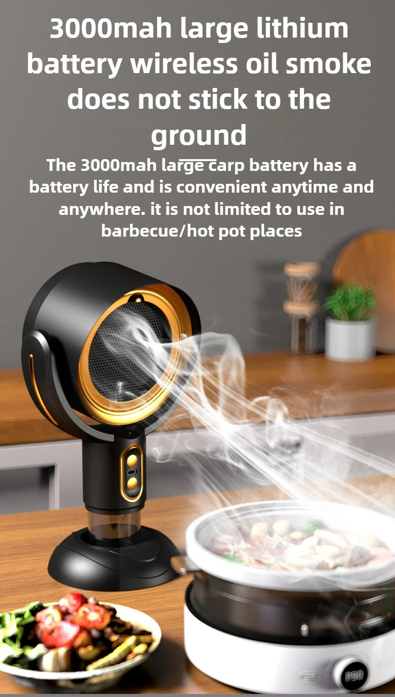 Household Desktop Range Hood Negative Ion Air Purification Oil Suction Exhaust Machine Removable and Washable Kitchen Extractor