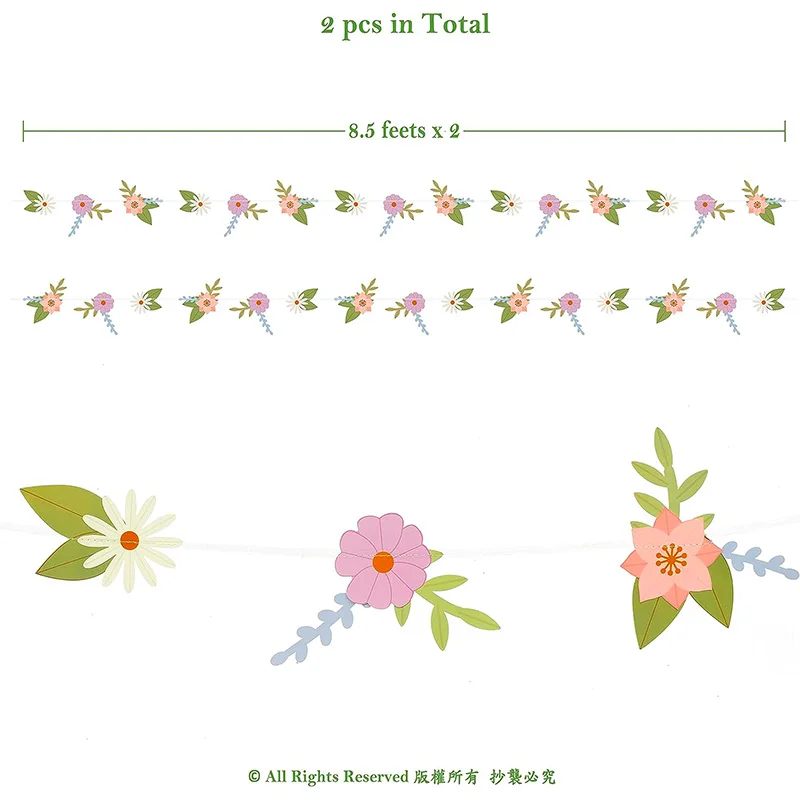 Guirlandes de Fleurs en Papier, Bannière Florale pour Calcul de Terre, Décoration de ixd'Anniversaire, Patients, Réception-Cadeau pour Bébé, Banderoles de ixde Mariage, 16