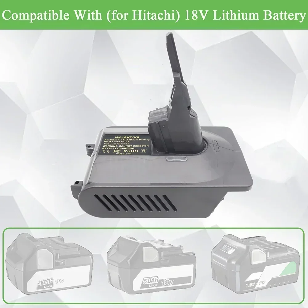 

For Hitachi for Hikoki BSL1830 1860 18V Lithium Ion Battery HK18V6 HK18V7 V8 Adapter Converter for Dyson V6 V7 V8 Vacuum Cleaner