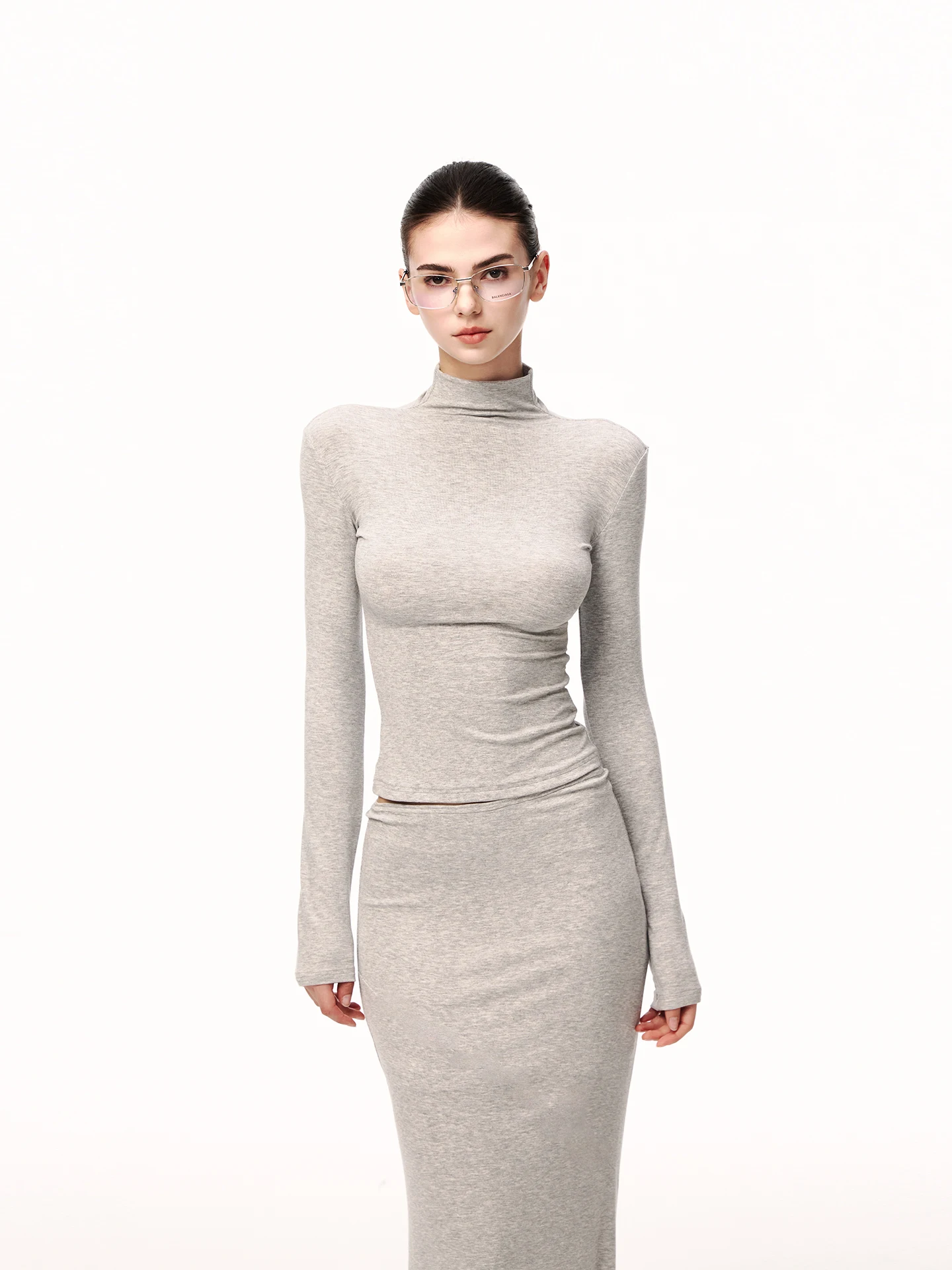 

JLAUNT ey Long Sve Knitted T-irt Women's Autumn Winter f High Collar Base irt American Hot Girl Knitwear Top