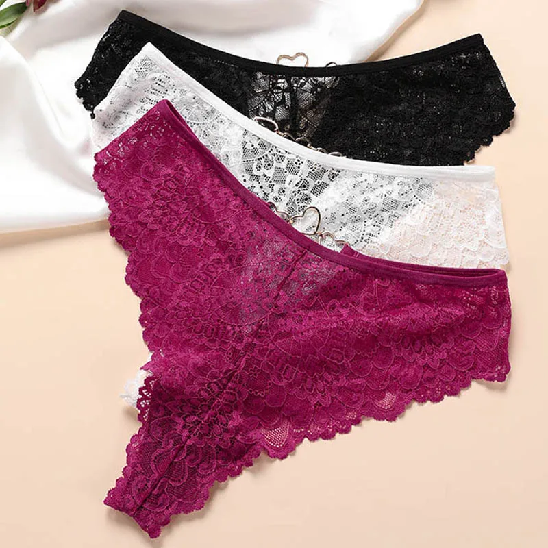 CINOON Women Sexy Lingerie G String Lace Panties Underwear Low-waist T-back Thong Transparent Temptation Hollow Out Intimate