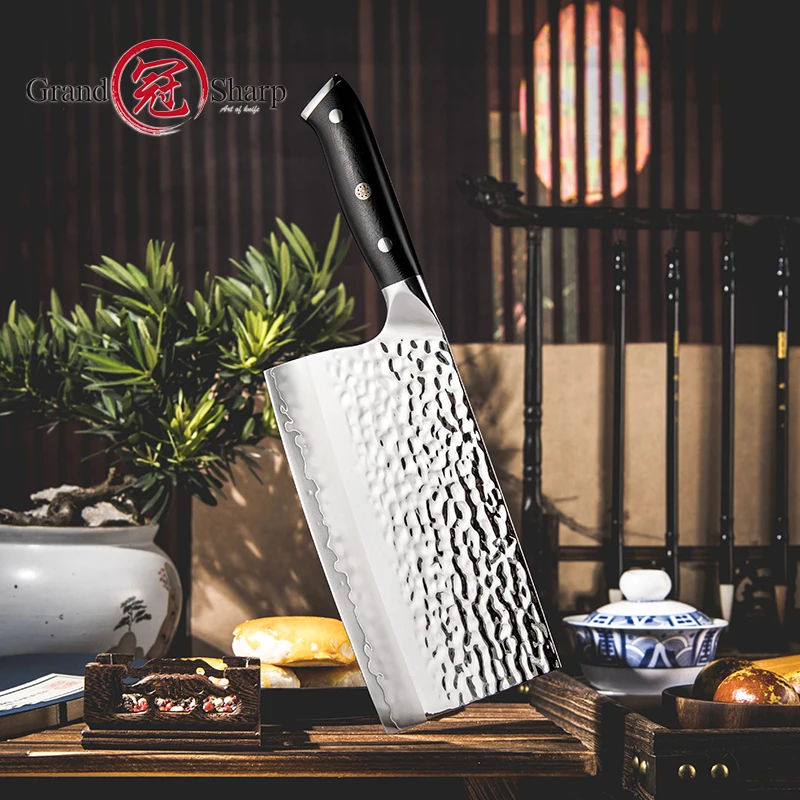 Grandsharp Pro Kitchen Knife 7.5 Inch Cleaver knive Japan Hitachi SLD+three layer steel Cooking Tools Food Meat Vegetable cutter
