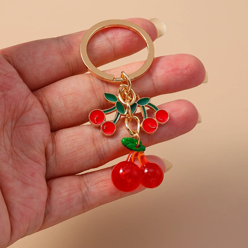 Modische Frucht-Kirsch-Schlüsselanhänger, Emaille-Herzanhänger, Schlüsselringe für Damen und Herren, Autoschlüssel, Handtaschen-Schlüsselanhänger, Accessoires, DIY-Geschenke – Detail 18