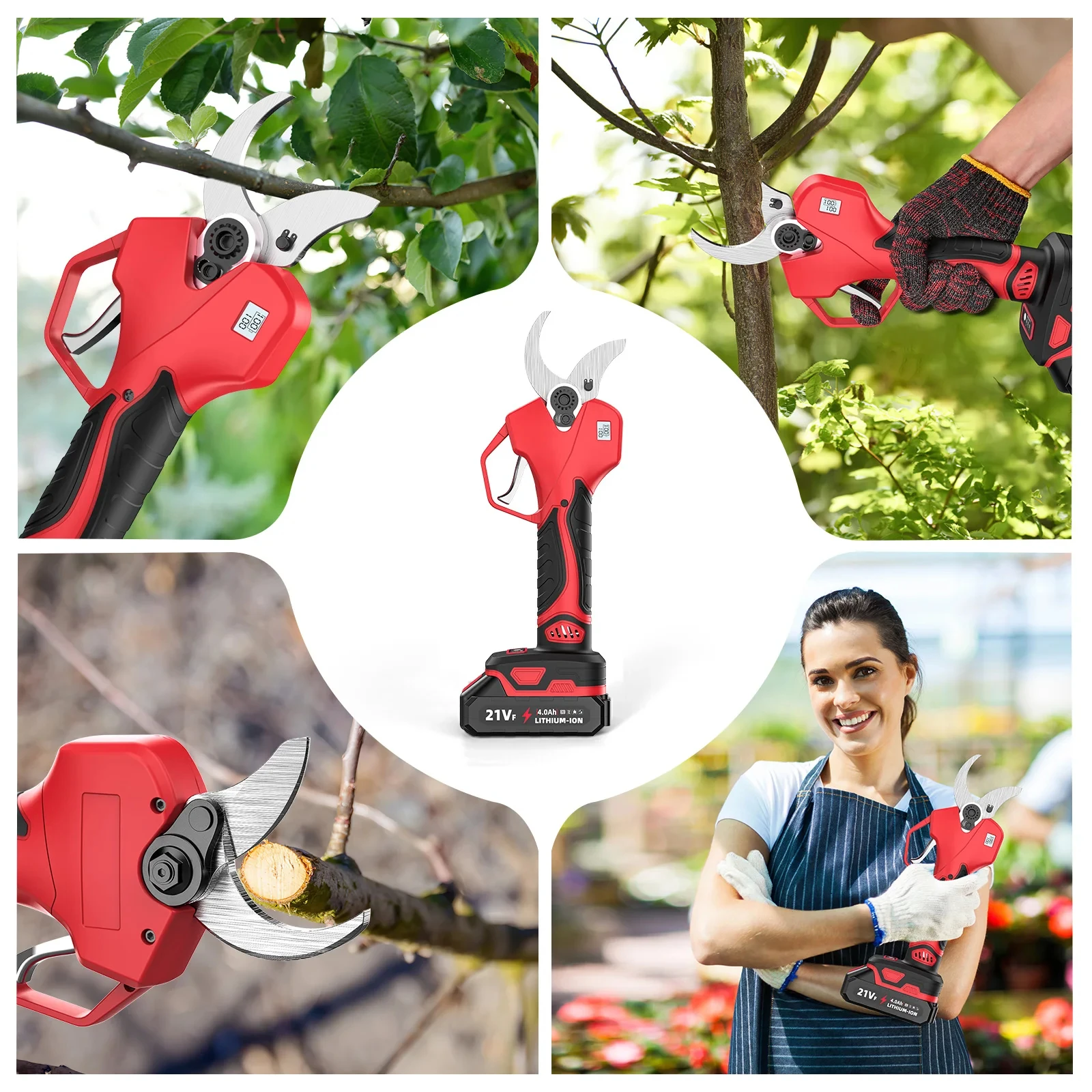 50-mm-Akku-Bürstenlose elektrische Gartenschere für Bonsai und Äste, Elektrowerkzeug für Makita mit 2 Akkus – Detail 6
