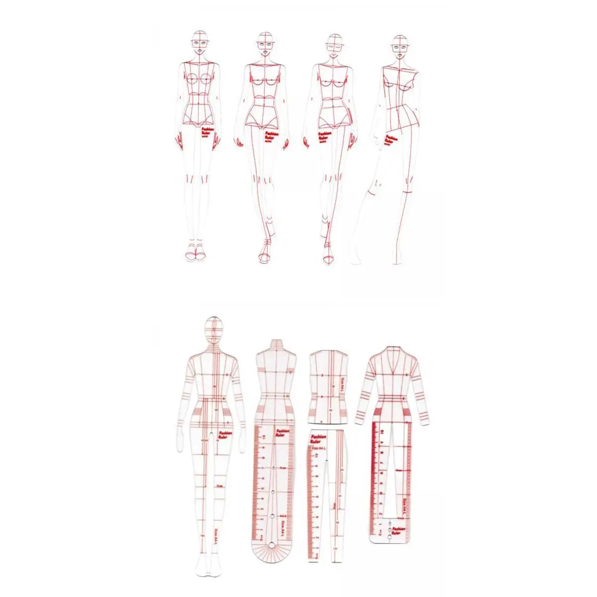 8 Models Fashion Ruler French Curve Template Drafting Dressmaking