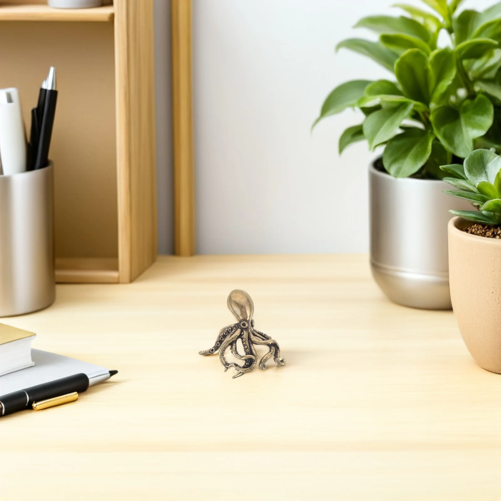 النحاس الأخطبوط النحت خمر البحرية الحيوان تمثال مكتب عمل ديكور الرجعية الصينية الشاي الحيوانات الأليفة منضدية