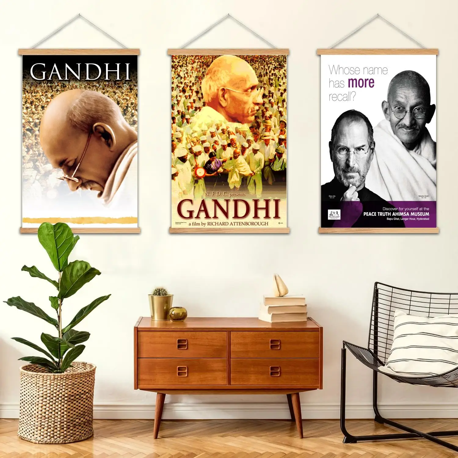 ghandi actor Framed Wall Painting Canvas Art Poster and Wall Art,  Modern Family Bedroom Decor, Posters,Decorative painting