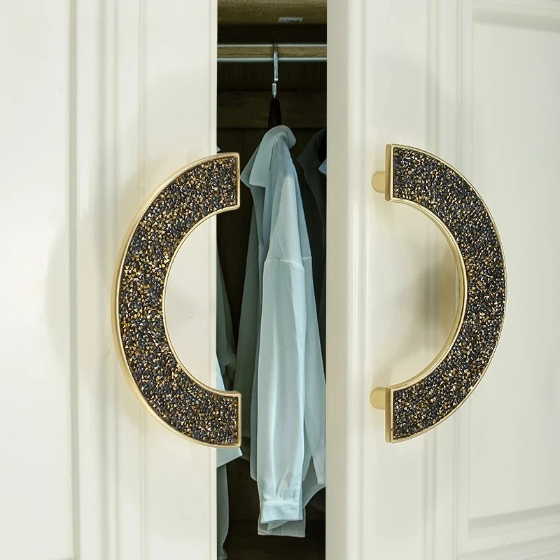 DIY Modern Simplicity Cabinet Handles Door Pull Black Half Round Drawer Knob Zinc Alloy Furniture Hardware Accessories