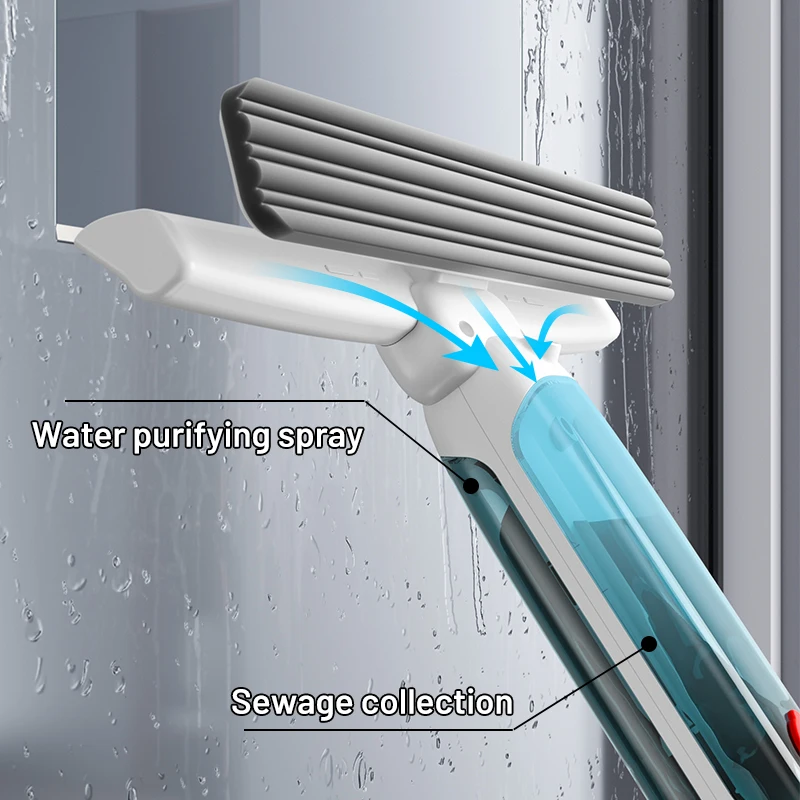 Window Cleaning Brush Glass Wiper for Bathroom Mirror Long Handle Brush Window Cleaner with Water Collection Home Cleaning Tools