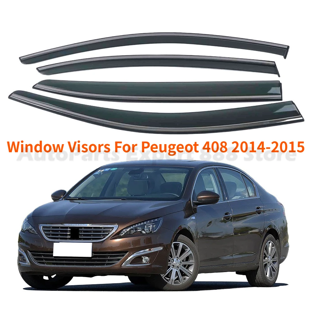 Weather Shield Window Visors For Peugeot 408 2014-2015 Car Accessories Rain Guard Deflector Windshield Rain Eyebrow Awning Trim
