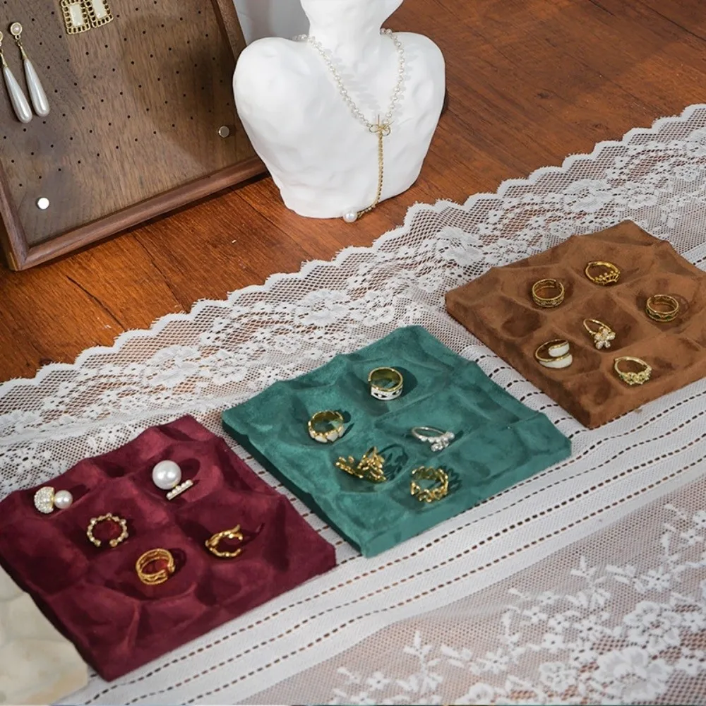

Cloth Jewelry Storage Tray INS Elegant Ring Earrings Display Plate Light Luxury Simple Jewelry Shop Counter Accessory
