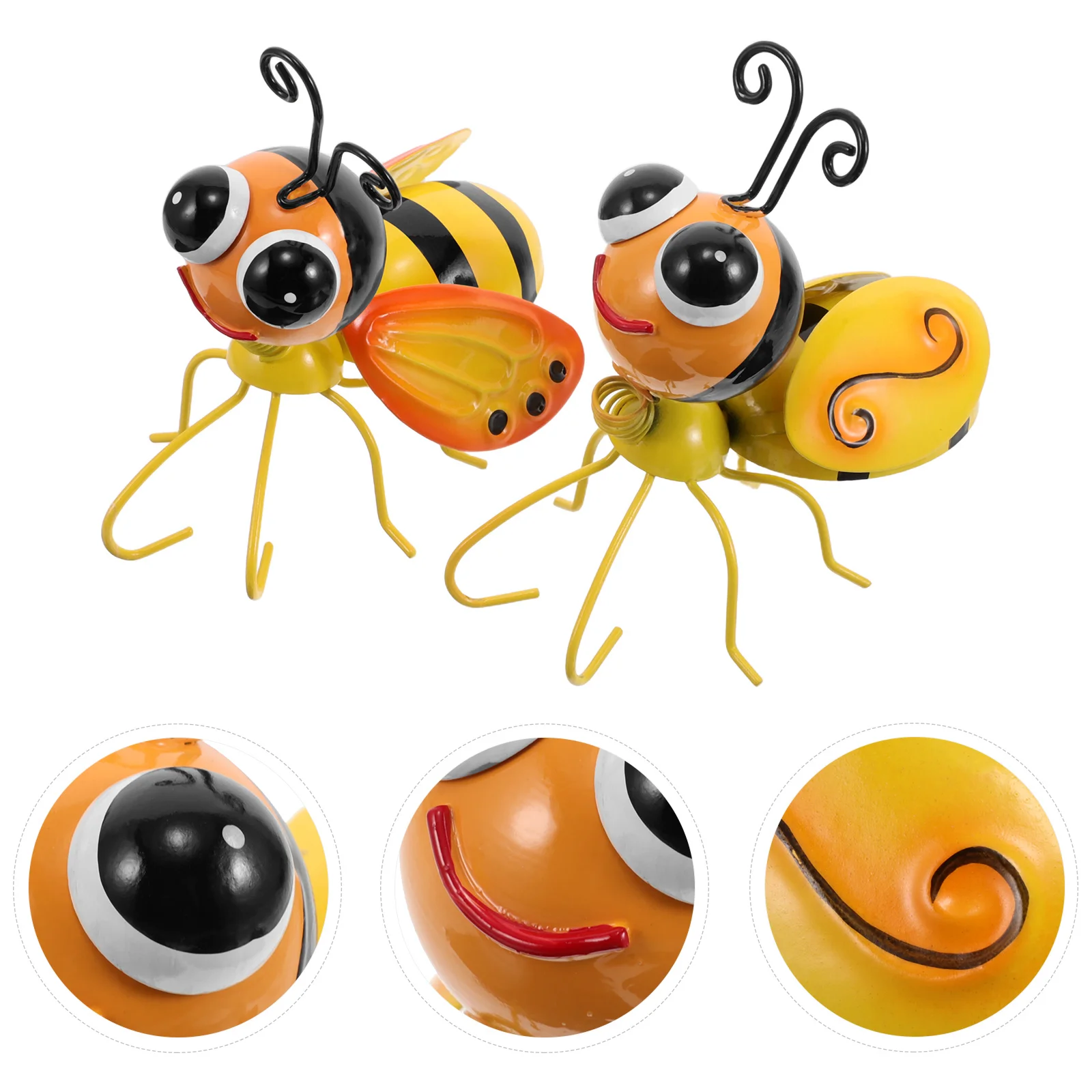 

2Pcs Metal Bee Wall Decor Iron Rustic 3D Sculpture Hanging Outdoor Garden Patio Lawn Yard Nature Inspired Bee Art