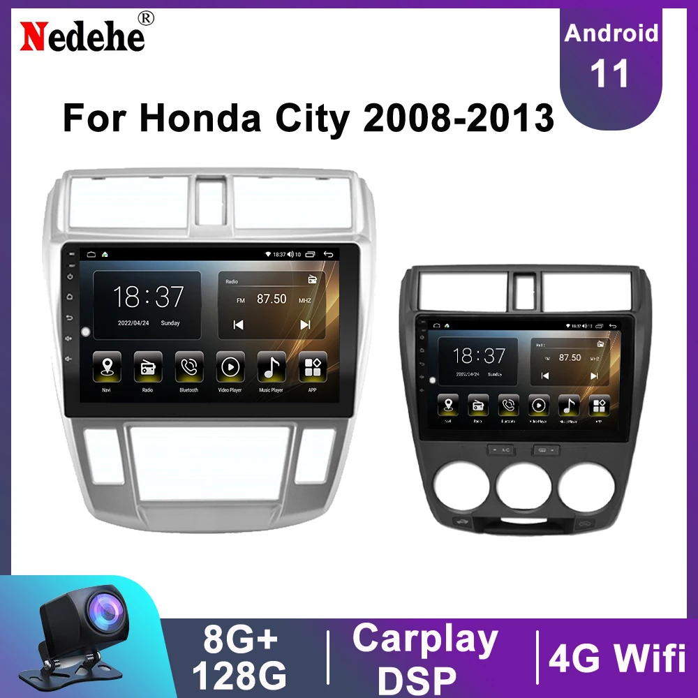 Nedehe 8G+128G For Honda City 2008 2009 2010 2011 2012 2013 2014 Car Multimedia Player Android 11 Radio Head unit GPS Carplay