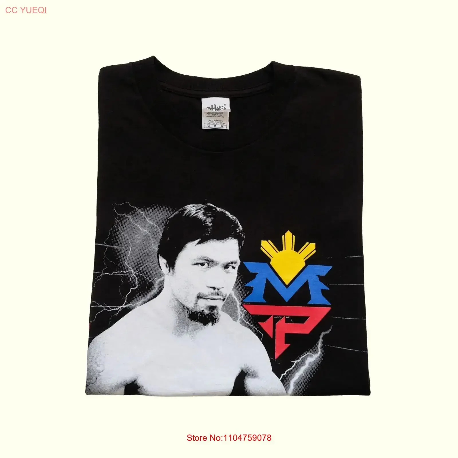 MANNY PACQUIAO BOXING VTG Y2K NEW NWOT 2015 VEGAS GRAPHIC BLACK SHAKA T SHIRT M vintage Washed Breathable Stylish Soft fashion