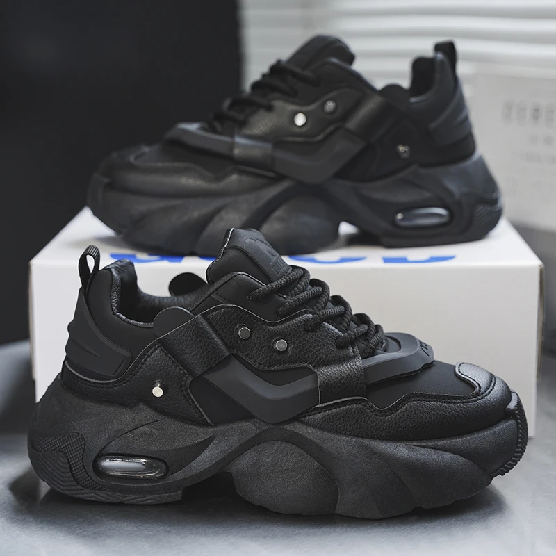 Fashionable Men's Casual Sports Shoes, with Thick Soles That Are Wear-Resistant and Height-Increasing, Comfortable and Breathable, Suitable for Both Sports and Leisure
