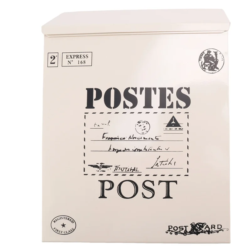 ABAH-صندوق بريد عتيق مثبت على الحائط صندوق بريد صندوق بريد معدني عتيق صندوق بريد مقاوم للصدأ مناسب للخارج الفضي #5