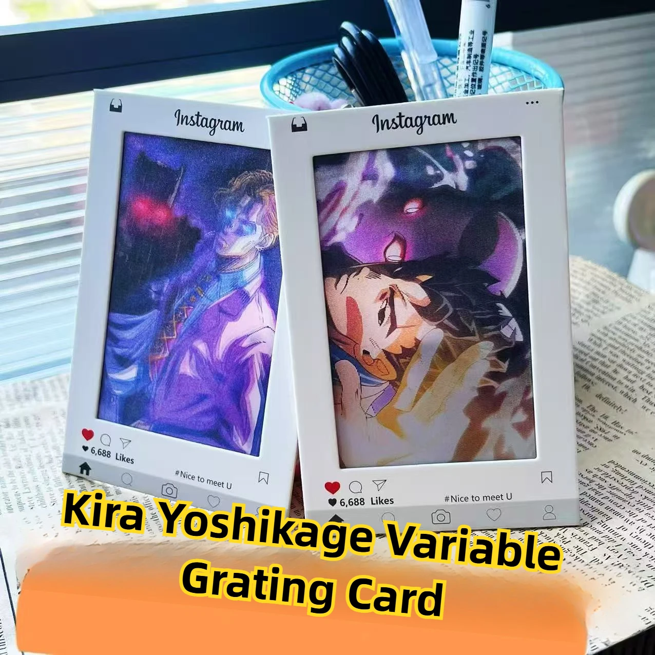 

JoJo's Bizarre Adventure Kira Yoshikage Lenticular Card, Cool Changeable Anime Pendant, Collectible Christmas Gift for Fans