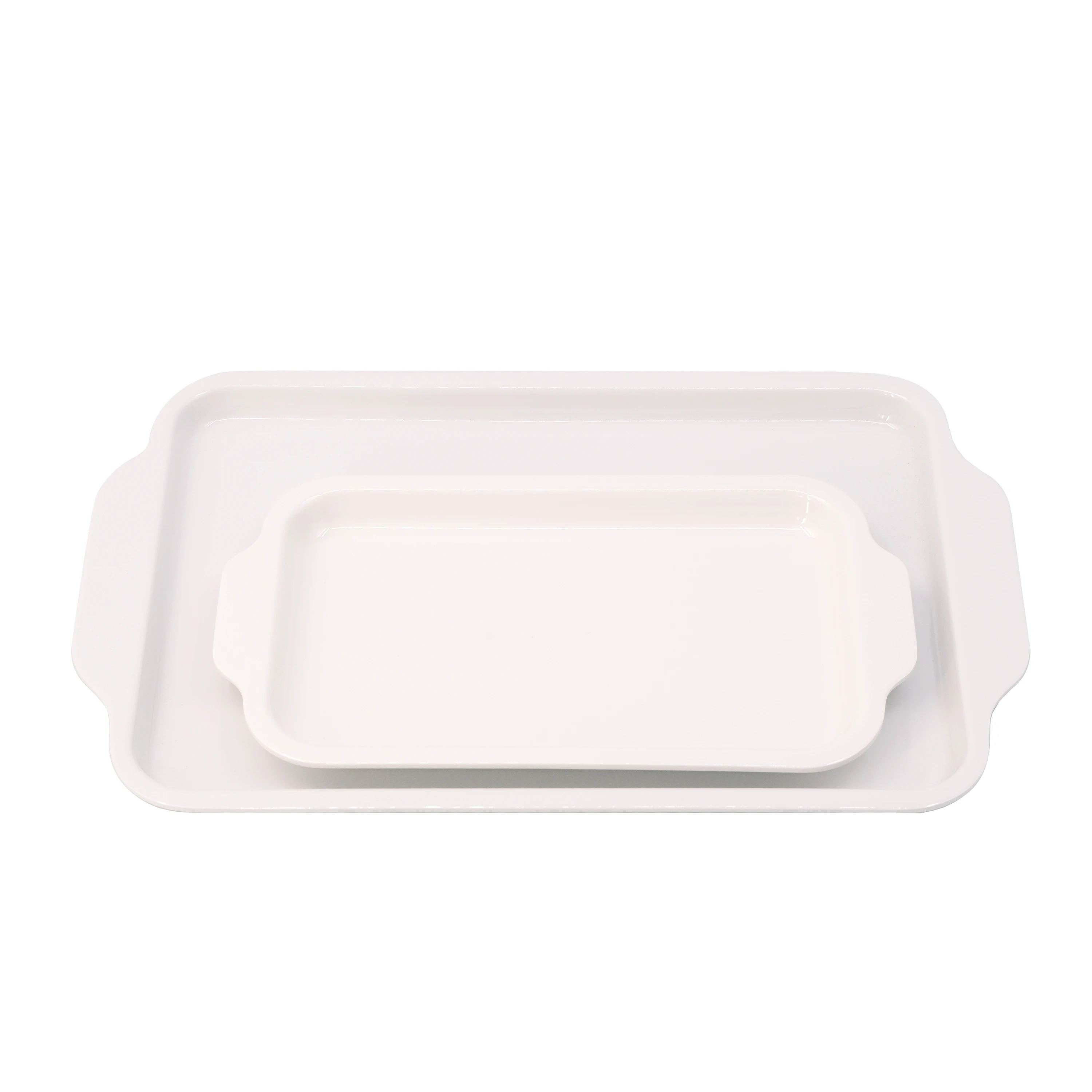 Melamine Tray with Flat Handles Set of 2