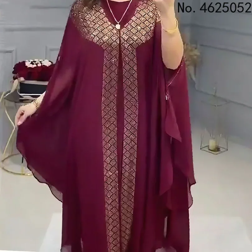 

dress African Dresses For Women Chiffon Boubou Ankara Dashiki 2 PCS Set Outfits Dubai Kaftan Abaya Robe Marocaine Femme