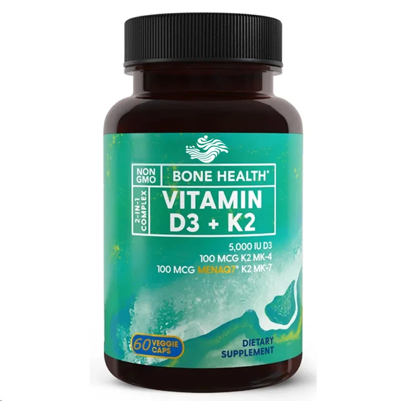 Vitamin D3 K2 60 Capsules ( And 200mcg) Three In One Composite Support, Suitable For Teeth, Heart, And Immune System