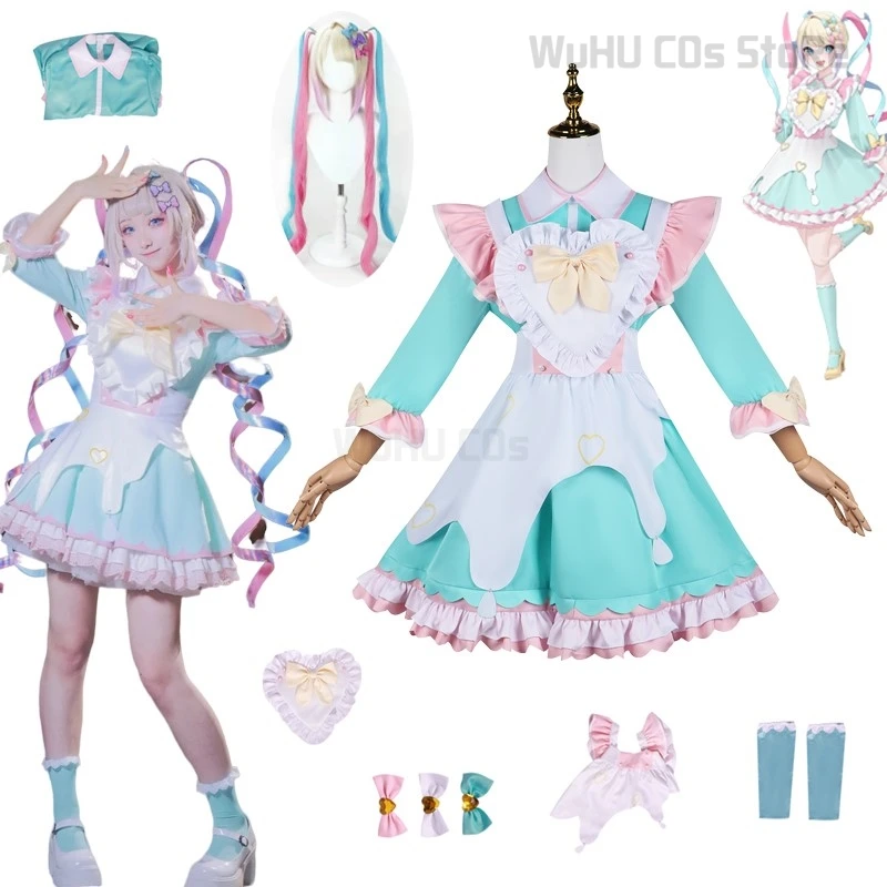 KAngel Streamer Ame Cosplay Costume pour femme, jeu Needy Girl Overdose, perruque de femme de chambre, vêtements de fête imbibés, robe sexy mignonne, Halloween, nouveau