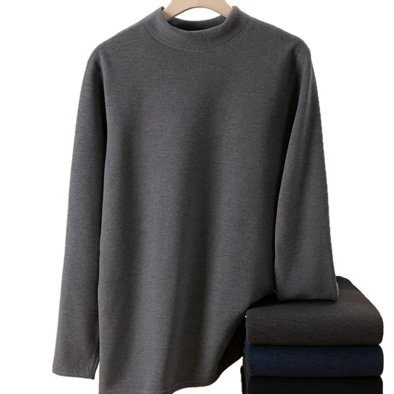 Autumn Winter Men's Thermal Underwear Set  2pcs Heavyweight Velvet Tops + Pants Thickened Warm Skin-friendly Pullovers Set
