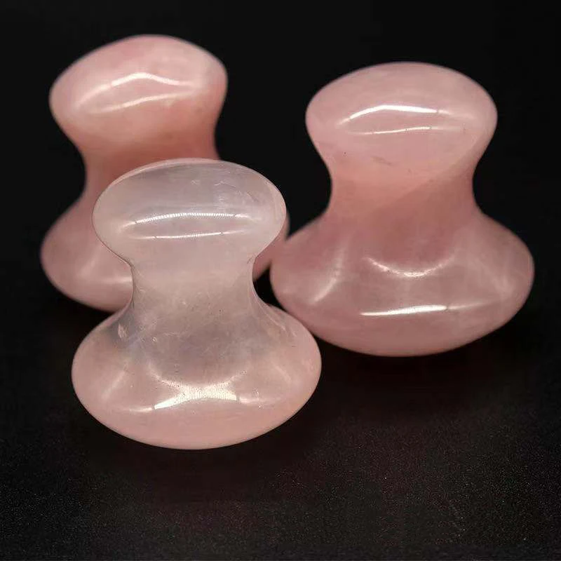 1pc natural rosa quartzo cogumelo facial volta pé acupuntura massagem raspador spa terapia jade placa rosto massageador gua sha ferramenta