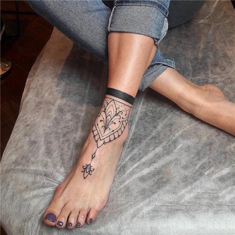 1 Sheet Foot Ring Leg Ring Flower Tattoo Sticker Waterproof Lasting Temporary Tattoo