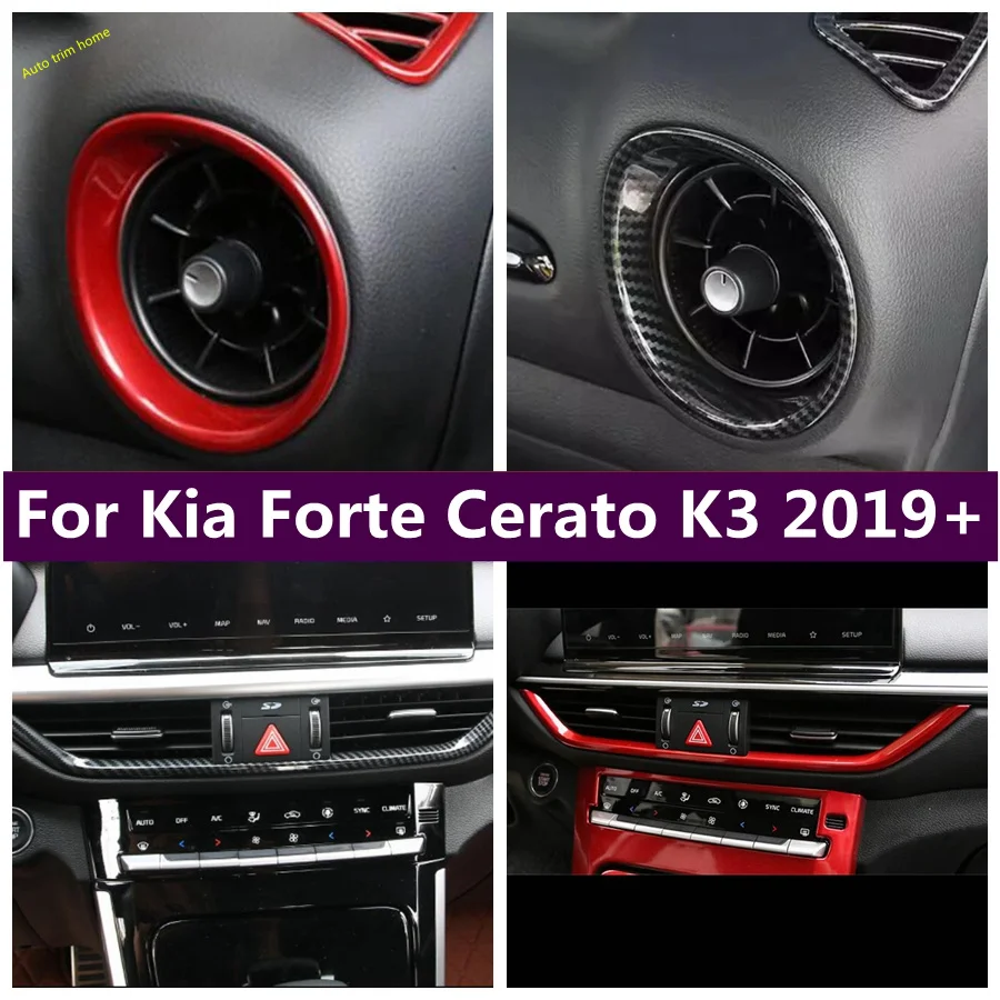 

ABS Carbon Fiber Red Side Front Air Conditioner Vent AC Outlet Cover Trim For Kia Forte Cerato K3 2019 - 2023 Car Accessories