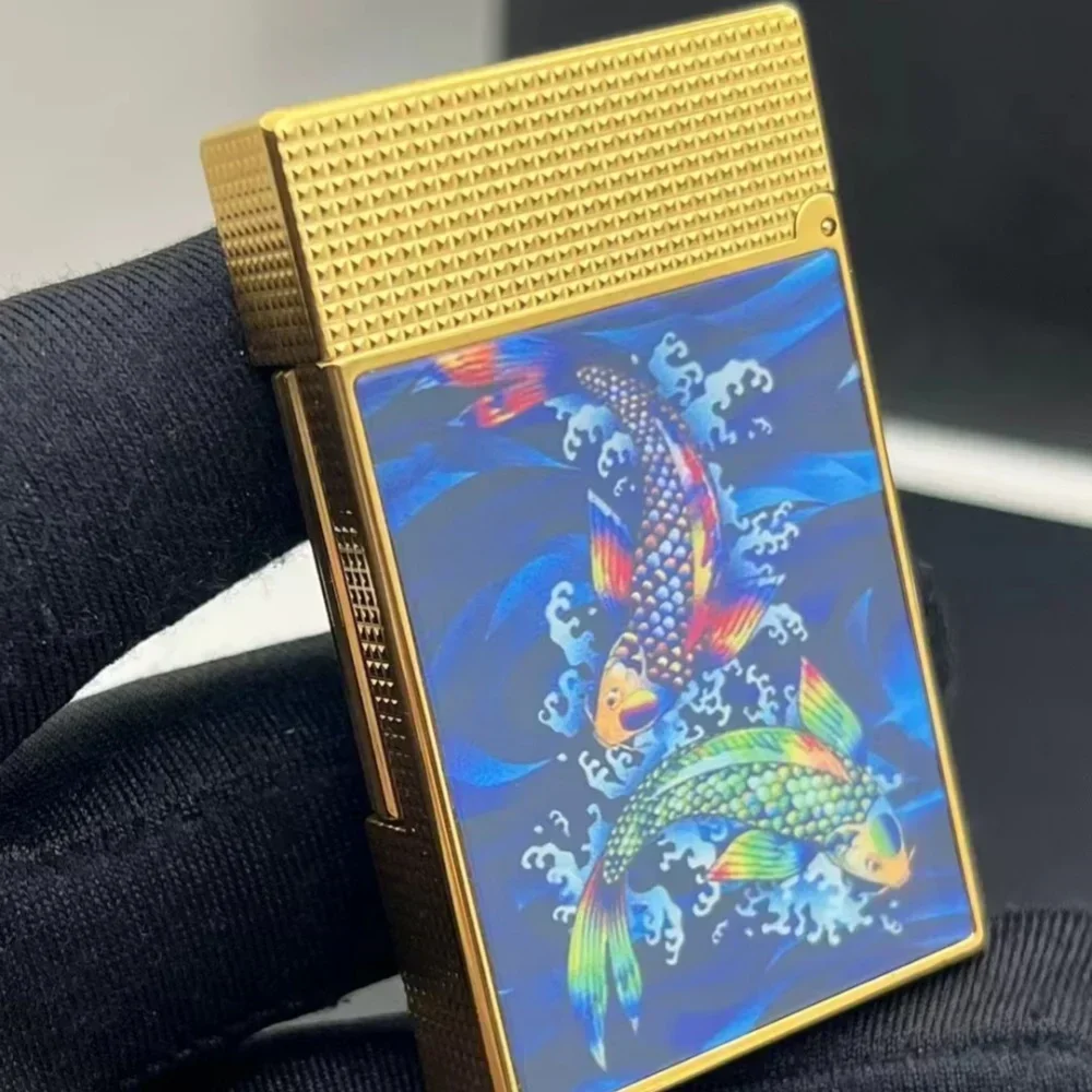 S.T. Dupont lighter, Koi blessing far away style, crisp sound lighter, top quality, original bottom plum screw, men's gift