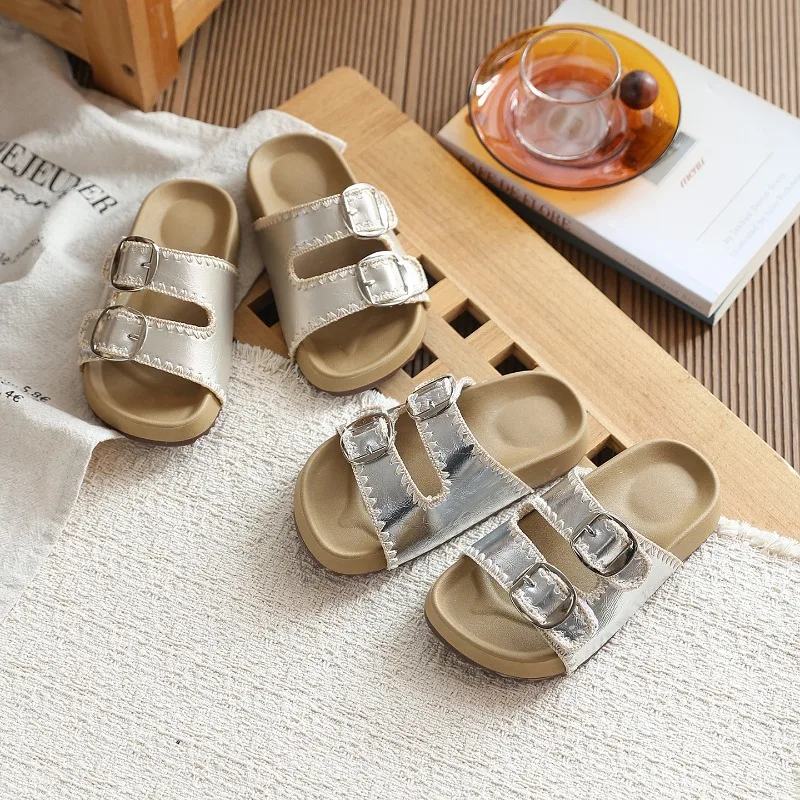 Children Summer Slippers Non-slip Soft Sole Children Beach Swimming Slides Classic Buckle Boys Girls Casual Outdoor Slippers