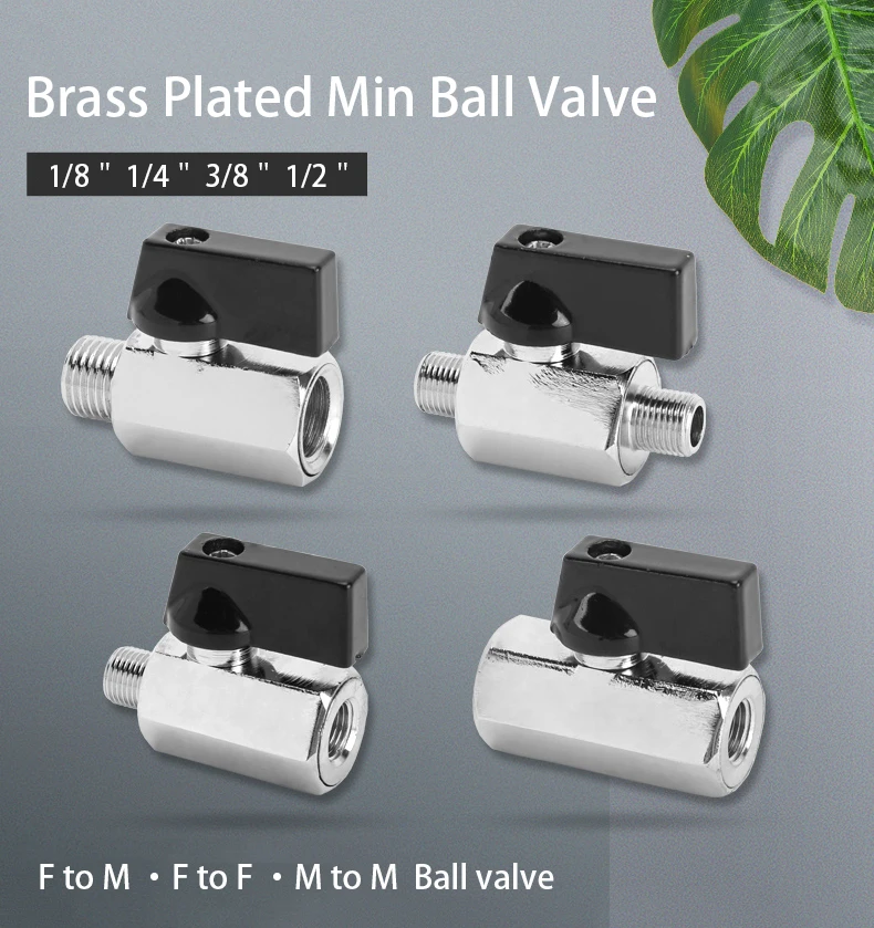 1/8 "1/4" 3/8 "1/2" BSP Dây Chuyền Đồng Thau Mạ Mini Van Bi Nữ Nam Đầu Nối Đồng Không Khí van Nước Khí Dầu Van Ngắt