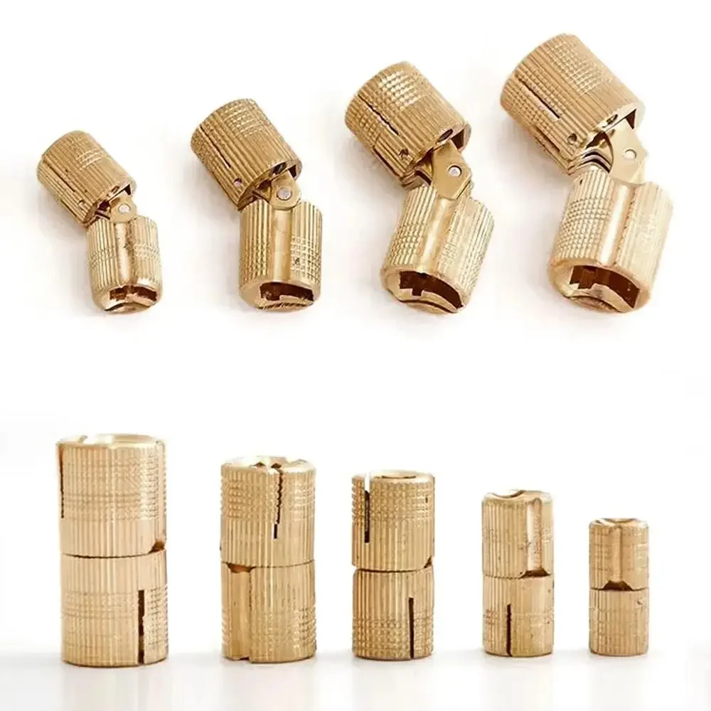 8-18mm Brass Barrel Hinges  Invisible Cabinet Furniture Hinges Concealed 180 Degree Opening Angle
