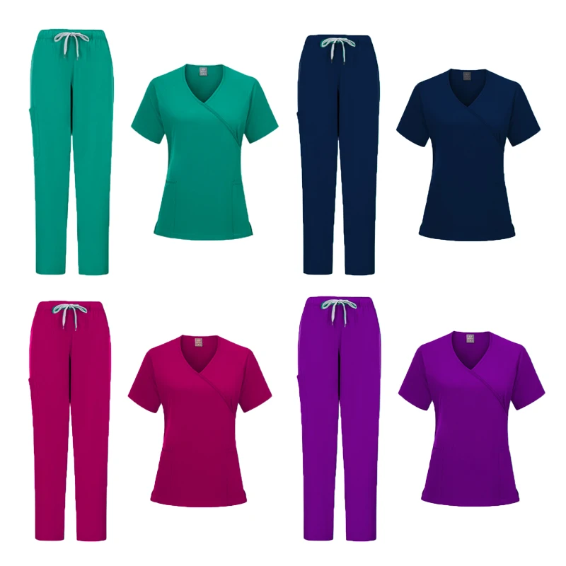 Unisex Uniformes Médicos para Homens, Roupas de Enfermagem, Traje De Beleza, Enfermeira Scrubs Conjuntos, Dentista Workwear, Tops Clínicos e Calças